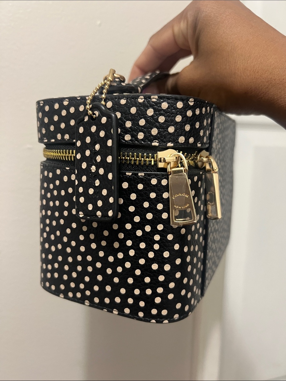 Coach Black with Cream Polka Dot Vanity Case - Picture 2 of 9